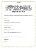 PHLEBOTOMY NATIONAL EXAM STUDY GUIDE WITH COMPLETE 700 QUESTIONS AND WELL ELABORATED ANSWERS JUST RELEASED THIS YEAR