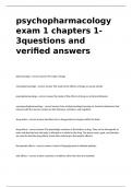 psychopharmacology exam 1 chapters 1-3questions and verified answers