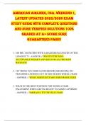 American Airlines&comma; CSA&period; Weekend 1&comma; LATEST UPDATED 2025&sol;2026 EXAM Study Guide with Complete QUESTIONS AND SURE VERIFIED SOLUTIONS 100&percnt; GRADED AT A&plus; SCORE SURE GUARANTEED PASS&excl;&excl;