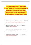 CERTIFIED EMERGENCY MANAGER LATEST UPDATED 2025&sol;2026 EXAM WITH COMPLETE  QUESTIONS AND SURE VERIFIED SOLUTIONS 100&percnt; GRADED AT A&plus; SCORE SURE GUARANTEED PASS&excl;&excl;