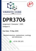 DPR3706 Assignment 3 PORTFOLIO &lpar;DETAILED ANSWERS&rpar; Semester 1 2025 - DISTINCTION GUARANTEED