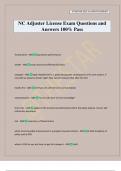 NC Adjuster License Exam Questions and Answers 100&percnt; Pass