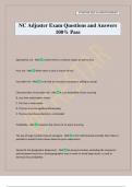 NC Adjuster Exam Questions and Answers 100&percnt; Pass