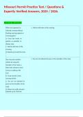 Missouri Permit Practice Test &sol; Questions & Expertly Verified Answers&comma; 2025 &sol; 2026&period;