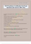 NLP Practitioner Certification Test Exam Questions and Answers 100&percnt; Pass