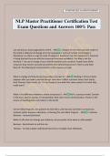 NLP Master Practitioner Certification Test Exam Questions and Answers 100&percnt; Pass