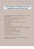NLP Practitioner Certification Test Exam Questions and Answers 100&percnt; Pass