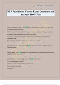 NLP Pracitioner Course Exam Questions and Answers 100&percnt; Pass