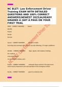 NC BLET&colon; Law Enforcement Driver Training EXAM WITH DETAILED QUESTIONS AND 100&percnt; CORRECT ANSWERS&vert;NEWEST 2025&vert;ALREADY GRADED A &vert;GET A PASS ON YOUR FIRST TRIAL