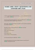 NURSE AIDE 1 TEST 1 QUESTIONS AND ANSWERS 100&percnt; PASS