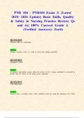 PNR 104 &sol; PNR104 Exam 3&colon; &lpar;Latest 2025&sol; 2026 Update&rpar; Basic Skills&comma; Quality & Safety in Nursing Practice Review&vert; Qs and As&vert; 100&percnt; Correct&vert; Grade A &lpar;Verified Answers&rpar;- Fortis