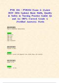 PNR 104 &sol; PNR104 Exam 4&colon; &lpar;Latest 2025&sol; 2026 Update&rpar; Basic Skills&comma; Quality & Safety in Nursing Practice Guide&vert; Qs and As&vert; 100&percnt; Correct&vert; Grade A &lpar;Verified Answers&rpar;- Fortis