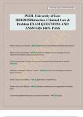 PGDL University of Law 2024&sol;2025Distinction Criminal Law & Problem EXAM QUESTIONS AND ANSWERS 100&percnt; PASS