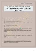 PROCUREMENT CERTIFICATION EXAM QUESTIONS AND ANSWERS 100&percnt; PASS