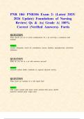 PNR 106&sol; PNR106 Exams 1 & 2&colon; &lpar;Latest 2025&sol; 2026 Updates STUDY BUNDLE WITH COMPLETE SOLUTIONS&rpar; Foundations of Nursing &vert; Qs & As&vert; Grade A&vert; 100&percnt; Correct &lpar;Verified Answers&rpar;- Fortis
