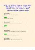 PNR 106&sol; PNR106 Exams 1&comma;2&comma;3 & 4&colon; &lpar;Latest 2025&sol; 2026 Updates STUDY BUNDLE WITH COMPLETE SOLUTIONS&rpar; Foundations of Nursing &vert; Qs & As&vert; Grade A&vert; 100&percnt; Correct &lpar;Verified Answers&rpar;- Fortis