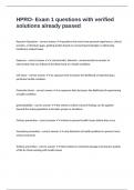 HPRO- Exam 1 questions with verified solutions already passed
