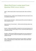 Illinois Real Estate Leasing Agent Exam Questions With Correct Answers &comma;