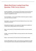 Illinois Real Estate Leasing Exam Prep Questions With Correct Answers