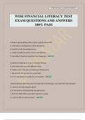 WISE FINANCIAL LITERACY TEST EXAM QUESTIONS AND ANSWERS 100&percnt; PASS