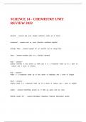 SCIENCE 14 - CHEMISTRY UNIT REVIEW 2022