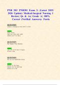 PNR 201&sol; PNR201 Exam 2&colon; &lpar;Latest 2025&sol; 2026 Update&rpar; Medical-Surgical Nursing I Review&vert; Qs & As&vert; Grade A&vert; 100&percnt; Correct &lpar;Verified Answers&rpar;- Fortis