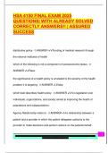 HSA 4150 FINAL EXAM 2025  QUESTIONS&vert; WITH ALREADY SOLVED  CORRECTLY ANSWERS&excl;&excl; &vert; ASSURED  SUCCESS 