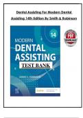 Dental Assisting &ndash; Modern Dental Assisting 14th Edition &lpar;Smith & Robinson&rpar; &ndash; Complete Test Bank for Exam Preparation