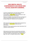 HESI MENTAL HEALTH  COMPREHENSIVE 2025 BRAND NEW  ACTUAL EXAM WITH ANSWERS&period; 