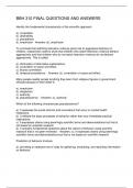 BBH 310 FINAL QUESTIONS AND ANSWERS