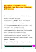APMA 3080 - Final Exam Review  2025&sol;2026 Exam Questions and Answers  &vert; 100&percnt; Solved