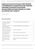 California Permit Test Practice 2025 UPDATE&vert; COMPREHENSIVE QUESTIONS AND VERIFIED ANSWERS &lpar;COMPLETE SOLUTIONS&rpar; GUARANTEED SUCCESS &vert;GRADE A&plus;&excl;&excl; &lpar;100&percnt; ACCURATE&rpar; GET IT RIGHT&excl;&excl;