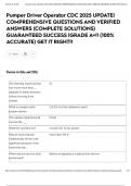 Pumper Driver Operator CDC 2025 UPDATE&vert; COMPREHENSIVE QUESTIONS AND VERIFIED ANSWERS &lpar;COMPLETE SOLUTIONS&rpar; GUARANTEED SUCCESS &vert;GRADE A&plus;&excl;&excl; &lpar;100&percnt; ACCURATE&rpar; GET IT RIGHT&excl;&excl;