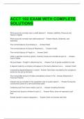 ACCT 102 EXAM WITH COMPLETE SOLUTIONS 