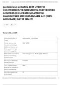 pa state laws esthetics 2025 UPDATE&vert; COMPREHENSIVE QUESTIONS AND VERIFIED ANSWERS &lpar;COMPLETE SOLUTIONS&rpar; GUARANTEED SUCCESS &vert;GRADE A&plus;&excl;&excl; &lpar;100&percnt; ACCURATE&rpar; GET IT RIGHT&excl;&excl;