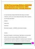 N316B Pharmacology Midterm 2025&sol;2026  Exam Questions and Answers 100&percnt;  Guaranteed Success &vert; Already Rated A&plus;