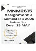 MNM2615 Assignment 3 PORTFOLIO &lpar;COMPLETE ANSWERS&rpar; Semester 1 2025 - DUE 13 May 2025