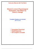 Instructor Manual with Test Bank for Women's Lives A Psychological Exploration&comma; 5th Edition by Etaugh &lpar;All Chapters included&rpar;