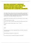 WALDEN UNIVERSITY NRNP6645 PSYCHOTHERAPY WITH MULTIPLE MODALITIES MIDTERM EXAM 2 