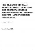 HESI OB&sol;MATERNITY EXAM NEWEST EXAM &vert; ALL QUESTIONS AND CORRECT ANSWERS &vert; ALREADY GRADED A&plus; &vert; VERIFIED ANSWERS &vert; LATEST VERSION &vert; JUST RELEASED
