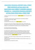 ANALYZING FINANCIAL REPORTS WALL STREET PREP COMPLETE ACTUAL EXAM 100 QUESTIONS AND CORRECT ANSWERS ALREADY GRADED A&plus; &vert; ANALYZING FINANCIAL REPORTS ACTUAL EXAM FROM WALL STREET PREP