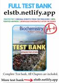 Test Bank - Biochemistry-A Short Course&comma; 4th Edition &lpar;Tymoczko&comma; 2019&rpar;&comma; Chapter 1-41 &vert; All Chapters