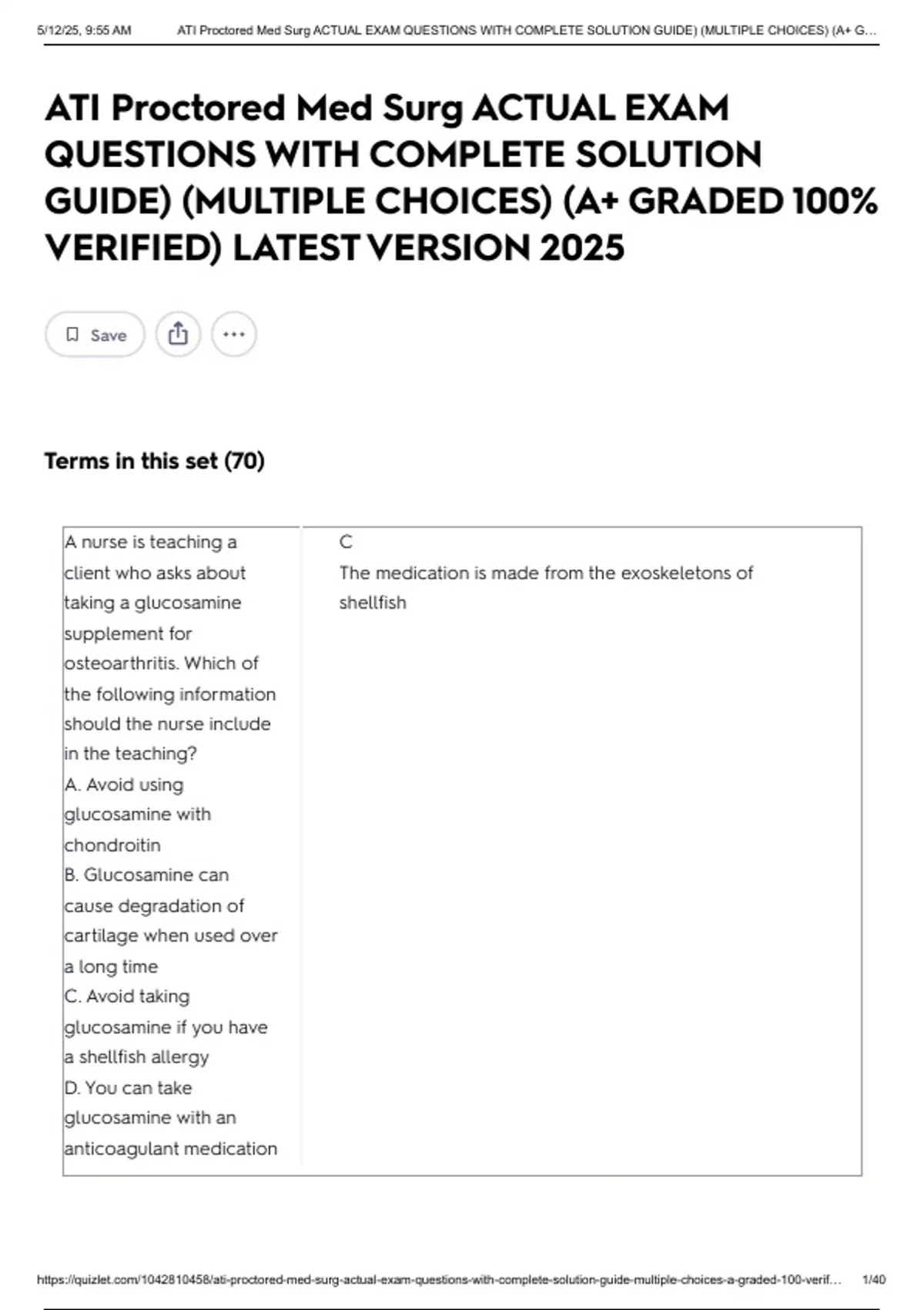 ATI Proctored Med Surg ACTUAL EXAM QUESTIONS WITH COMPLETE SOLUTION ...