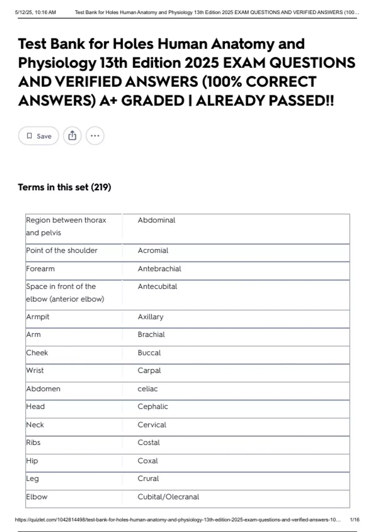 Test Bank for Holes Human Anatomy and Physiology 13th Edition 2025 EXAM ...