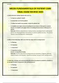 NR226 FUNDAMENTALS OF PATIENT CARE FINAL EXAM REVIEW 2025