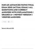NUR 631 ADVANCED PATHO FINAL EXAM 2025 &lpar;ACTUAL EXAM&rpar; &vert; ALL QUESTIONS AND CORRECT ANSWERS WITH EXPLANATIONS &vert; GRADED A&plus; &vert; NEWEST VERSION &vert; VERIFIED ANSWERS
