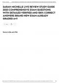SARAH MICHELLE LIVE REVIEW STUDY GUIDE 2025 COMPREHENSIVE EXAM QUESTIONS WITH DETAILED VERIFIED AND 100&percnt; CORRECT ANSWERS BRAND NEW EXAM ALREADY GRADED A&plus;&excl;&excl;