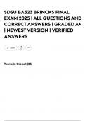 SDSU BA323 BRINCKS FINAL EXAM 2025 &vert; ALL QUESTIONS AND CORRECT ANSWERS &vert; GRADED A&plus; &vert; NEWEST VERSION &vert; VERIFIED ANSWERS