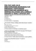 PRE-TEST AWR-160-W WMD&sol;TERRORISM AWARENESS FOR EMERGENCY RESPONDERS QUESTIONS AND ANSWERS WITH VERIFIED SOLUTIONS 100&percnt; CORRECT &lpar;GRADED A&plus; NEWLY UPDATED 2025