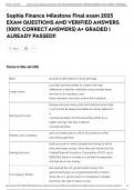 Sophia Finance Milestone Final exam 2025 EXAM QUESTIONS AND VERIFIED ANSWERS &lpar;100&percnt; CORRECT ANSWERS&rpar; A&plus; GRADED &vert; ALREADY PASSED&excl;&excl;